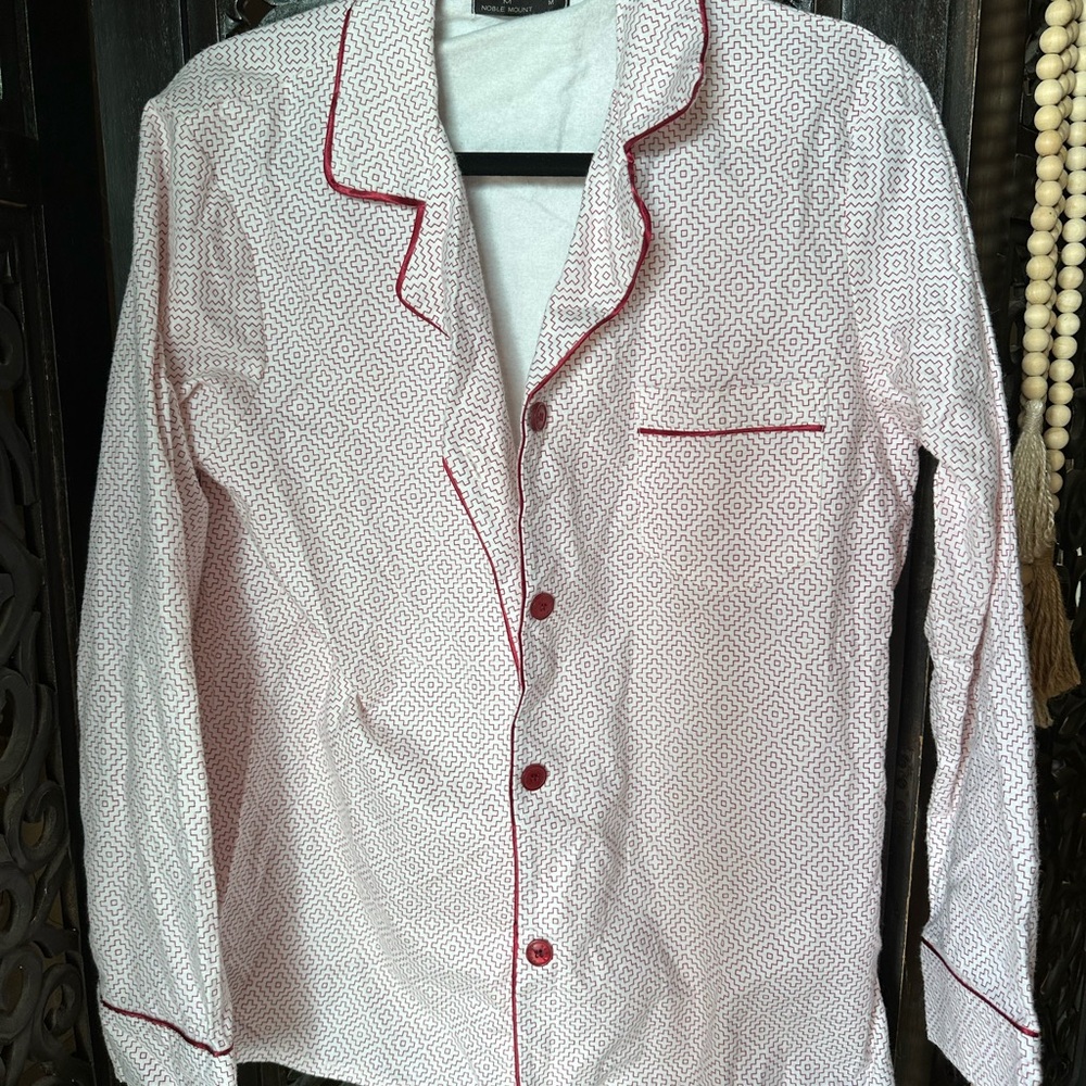 Women's Red and White Pajama Top